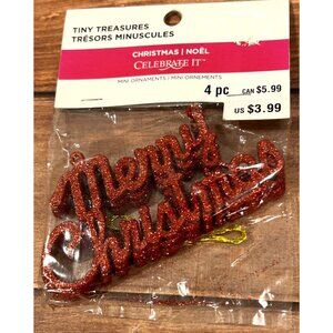 Celebrate It Christmas Mini Ornaments or Embellishments Set Glittery Red 526951